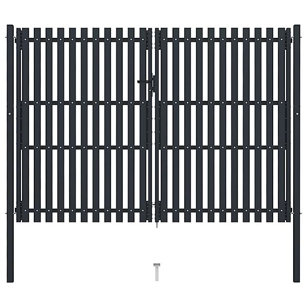 vidaXL Doppelflügel Zauntor Stahl 306x200 cm Anthrazit 146355 günstig online kaufen