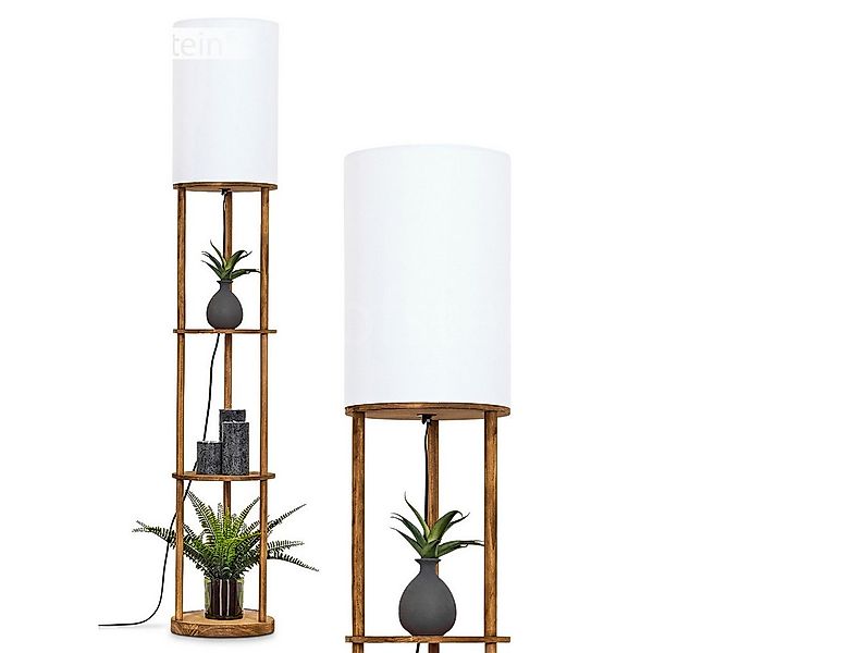 hofstein Stehlampe Stehlampe aus Holz/Stoff in Naturfarben/Weiß, ohne Leuch günstig online kaufen
