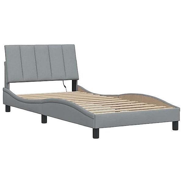 vidaXL Bett Bettgestell ohne Matratze "Hanko" Hellgrau 100x200 cm Stoff günstig online kaufen