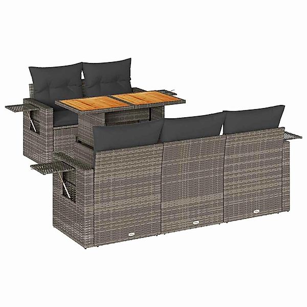 vidaXL 6-Tlg Garten-Sofagarnitur mit Kissen Grau Poly Rattan 3327105 günstig online kaufen