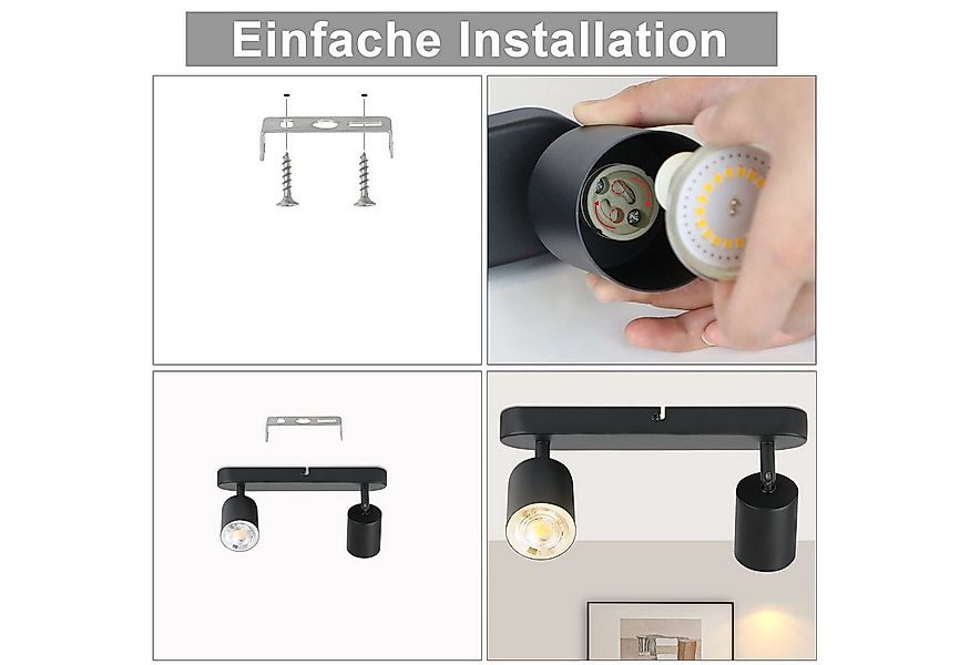 ZMH Deckenstrahler 2 Flammig - Schwarz/Weiß Deckenspots Schwenkbar 350° für günstig online kaufen