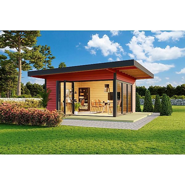 LASITA MAJA Gartenhaus "DOMEO 9 SCHWEDENROT/ANTHRAZIT", (Set), mit Überdach günstig online kaufen