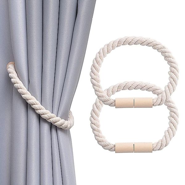 NUODWELL Raffhalter 2 Stück Magnetische Vorhang Raffhalter, gewebtes Seil V günstig online kaufen
