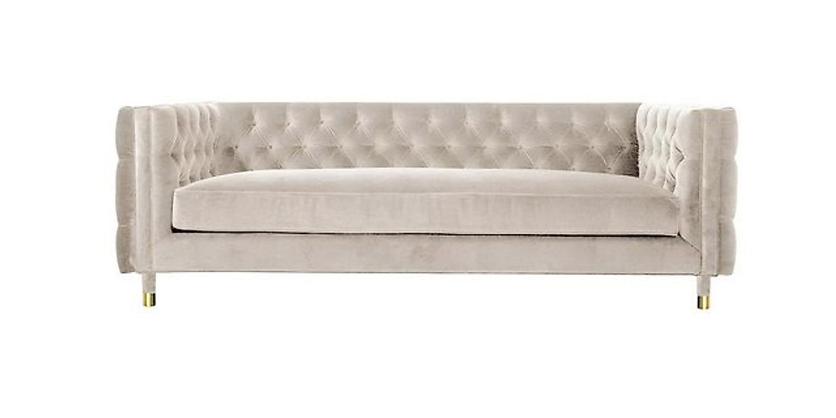 Xlmoebel Sofa Neu XXL Chesterfield Sofa aus Samt in Beige für 4 Personen in günstig online kaufen