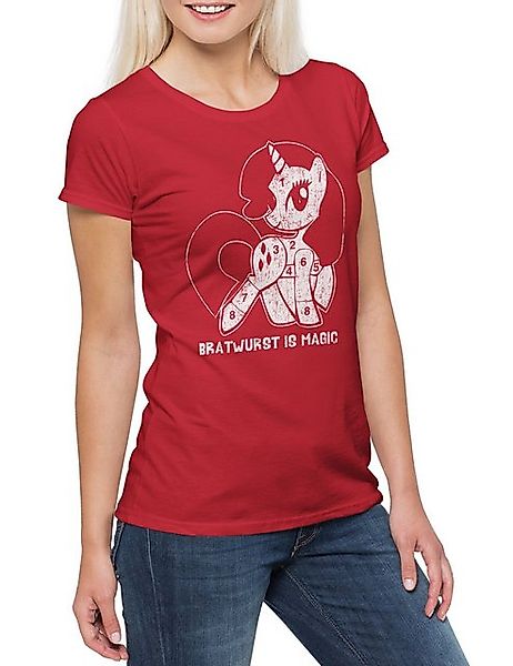 Urban Backwoods Print-Shirt Unicorn Bratwurst Damen T-Shirt Einhorn Comic A günstig online kaufen