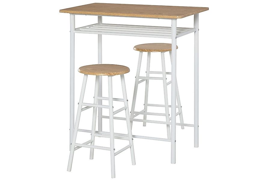 HOMCOM Bargruppe 3-teilig, mit Lagerregal, (Essgruppe, 3-tlg., Bartisch Set günstig online kaufen