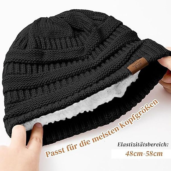 Blusmart Fleecemütze Winterstrickmütze (Grobstrick, gefüttert, Thermomütze) günstig online kaufen