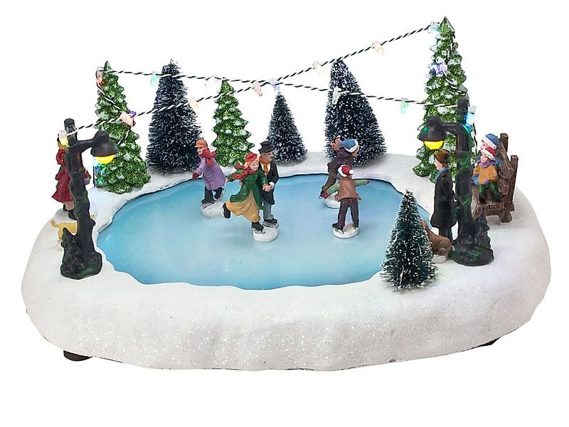 Spetebo Weihnachtsszene Eisbahn mit fahrenden Figuren und LED Beleuchtung, günstig online kaufen