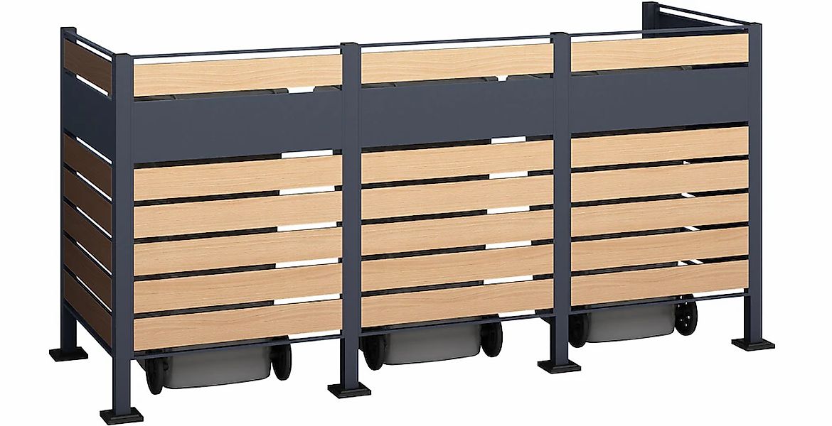 Westmann Mülltonnenverkleidung Planum Metall 3 x 240 l Holzoptik günstig online kaufen