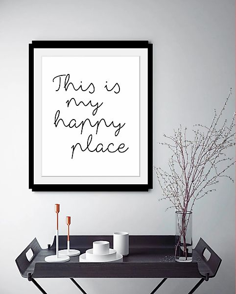 queence Bild »happy place«, Schwarz-Weiß-Schriftzug-Motivationsbilder-Fashi günstig online kaufen