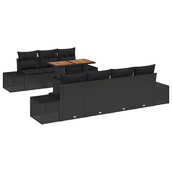 vidaXL Loungesofa 8-teiliges Garten-Sofa-Set mit Kissen Schwarz Poly-Rattan günstig online kaufen