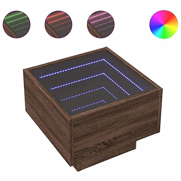 vidaXL Beistelltisch mit LED Braun Eichen-Optik 40x40x30 cm 847503 günstig online kaufen