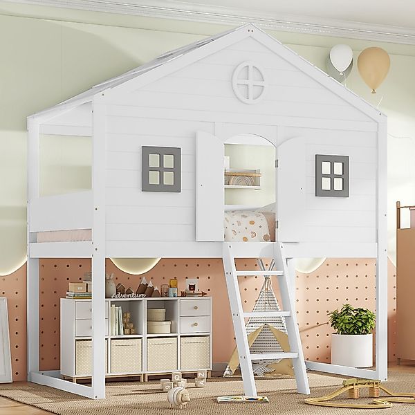 TavilaEcon Etagenbett Hausbett mit Treppe, Fallschutz, günstig online kaufen