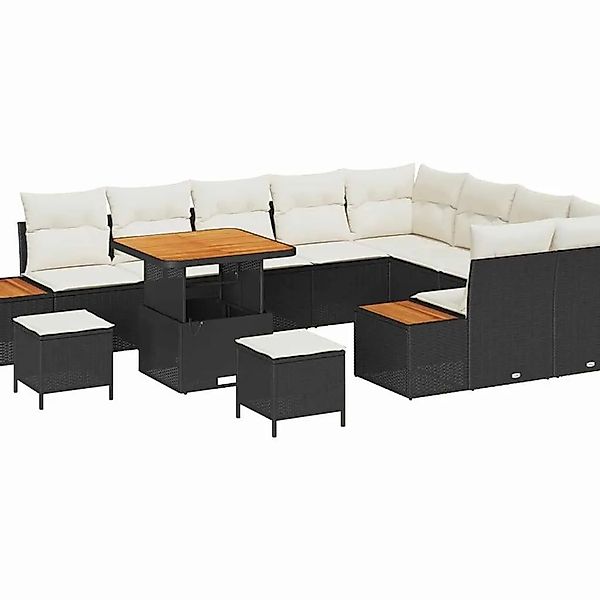 vidaXL Gartensofa-Set mit Kissen 12 Stk Schwarz Poly Rattan 3364900 günstig online kaufen
