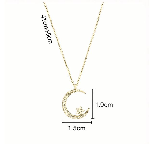 ILOKEN Kette mit Einhänger Damen Halskette Goldfarben mit Mond & Sternanhän günstig online kaufen
