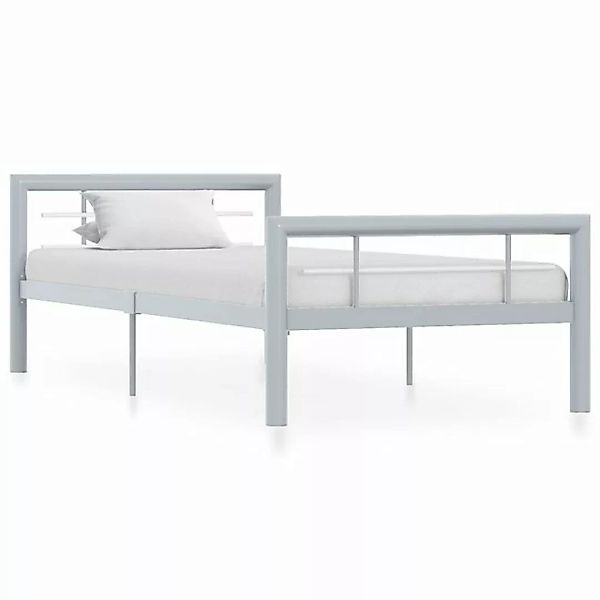 furnicato Bett Bettgestell Grau und Weiß Metall 90×200 cm günstig online kaufen