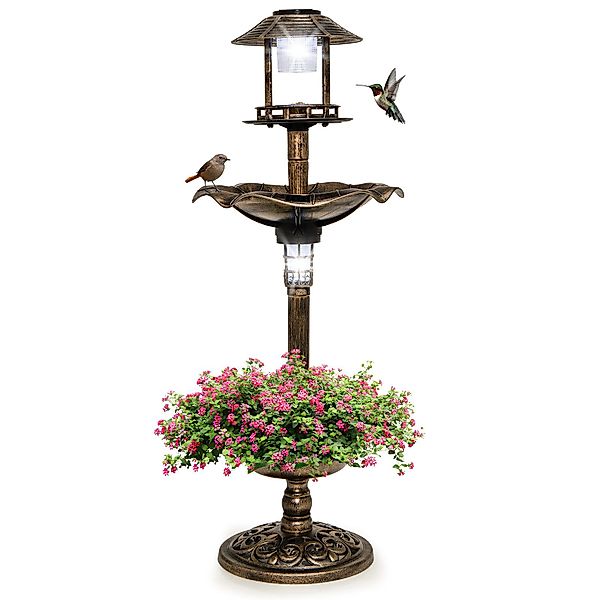 KOMFOTTEU Vogeltränke, Vogelbad mit Solarbetriebenen LED-Leuchten günstig online kaufen