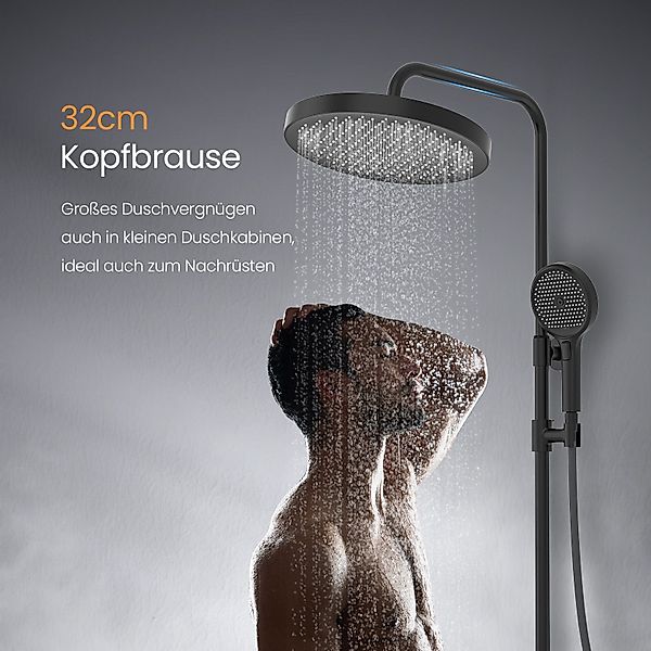 EMKE Duschsystem Thermostat Duschset Runder Kopfbrause günstig online kaufen