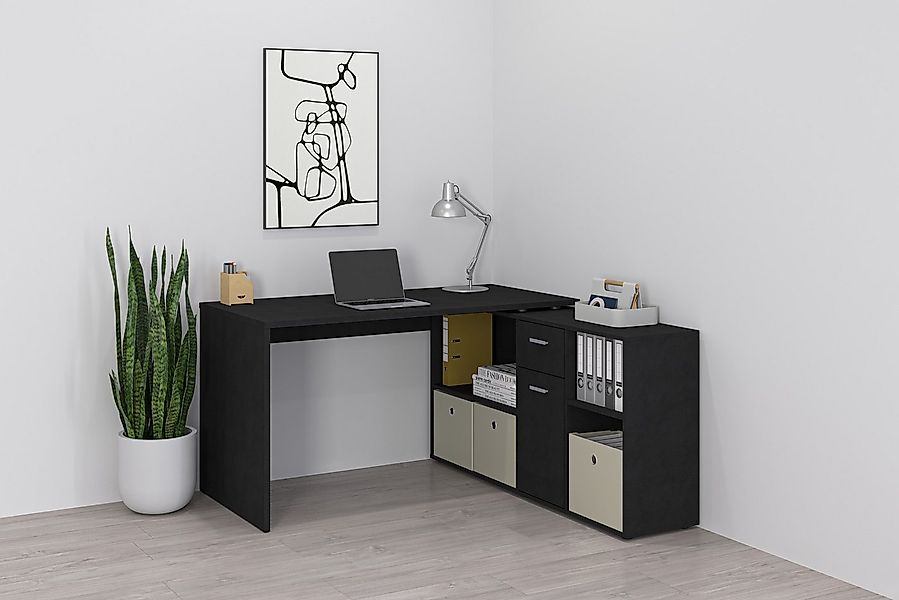 FMD Eckschreibtisch Lexo, Schreibtisch/Sideboard viel Stauraum, beidseitig günstig online kaufen