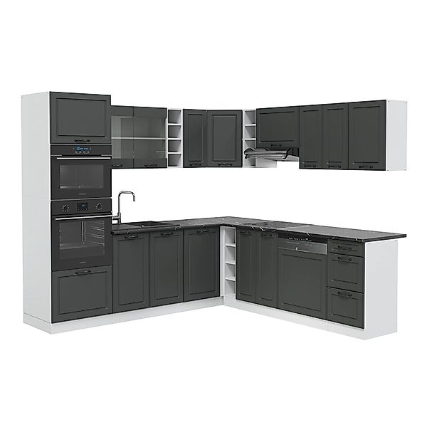 Vicco R-Line Eckküche Anthrazit Landhaus/Weiß 237 x 60 cm ohne Arbeitsplatt günstig online kaufen