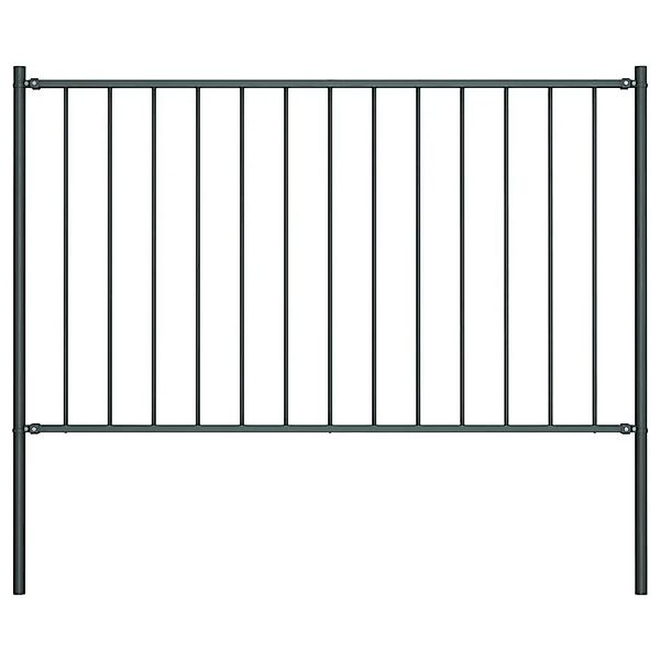 vidaXL Zaunelement mit Pfosten Pulverbeschichteter Stahl 1,81x1,25 m Anthra günstig online kaufen