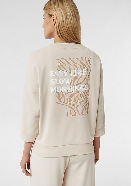 comma 3/4 Arm-Pullover Sweatshirt Sweater mit Artwork und seitlichen Reißve günstig online kaufen