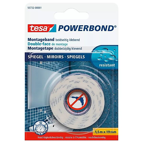 TESA Powerbond Spiegelband weiß Bandgröße: 19 mm x 1,5 m günstig online kaufen