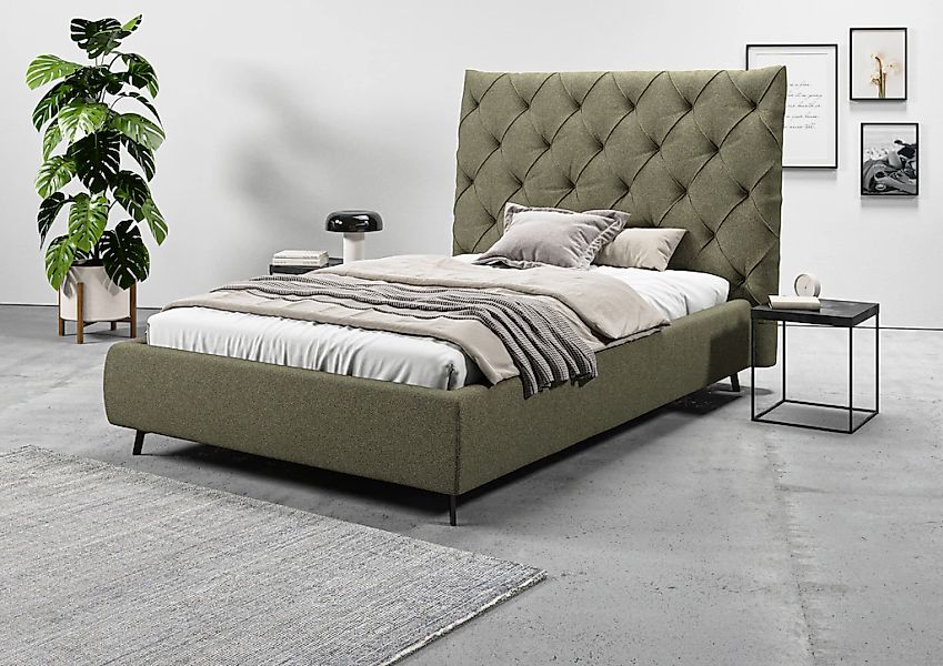 Leonique Polsterbett "Maxime, in 4 Breiten bis 200cm, auch in Leder" Kopfte günstig online kaufen