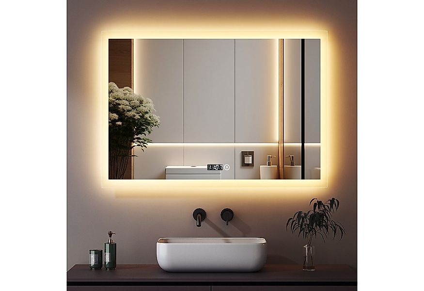 WDWRITTI Badspiegel Led 50x70 80x60 100x60 Touch Uhr dimmbar Spiegel Bad mi günstig online kaufen