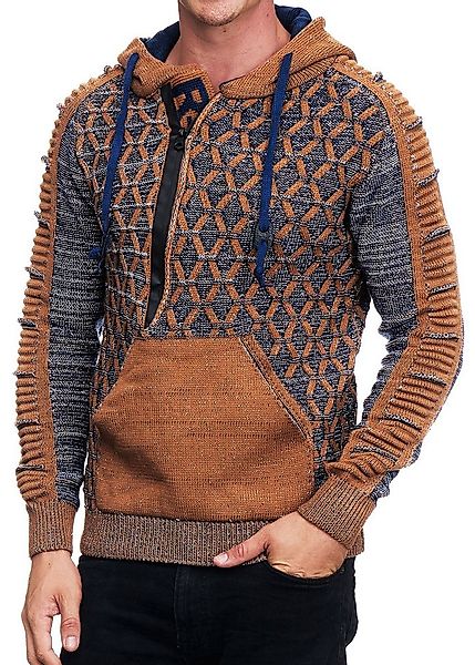 R-NEAL Kapuzenpullover Kontrast Streetwear Kapuzenpullover Grobstrick Pullo günstig online kaufen