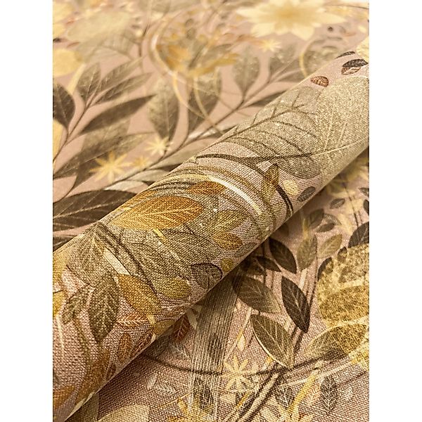 Newroom Vliestapete Amelle Ocker Blumen Natur Strukturiert FSC® günstig online kaufen