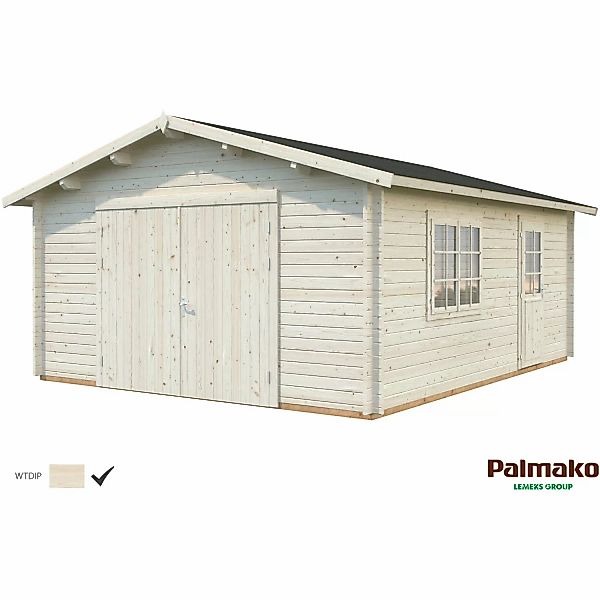 Palmako Holzgarage Roger mit Holztor Klar tauchgrundiert 450 cm x 550 cm günstig online kaufen