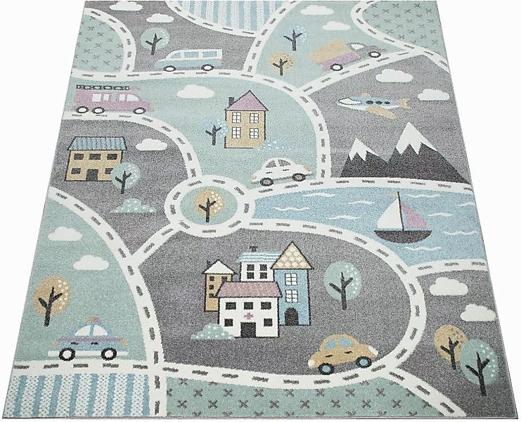 Paco Home Kinderteppich »Capri 318«, rechteckig, 9 mm Höhe, Straßen-Spiel-T günstig online kaufen