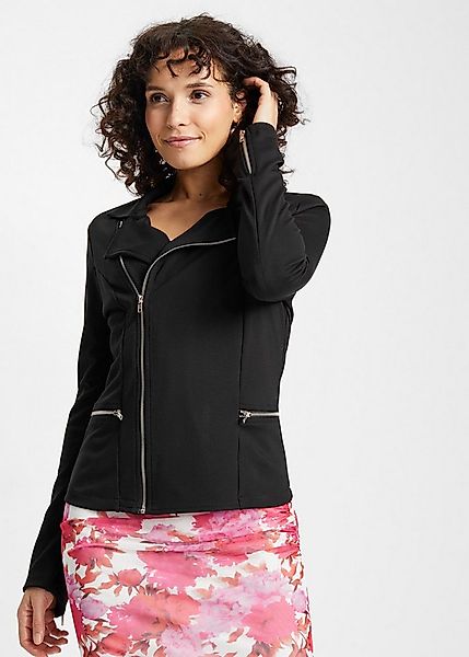 bonprix Sweatjacke Biker-Shirtjacke aus Viskose-Mix günstig online kaufen
