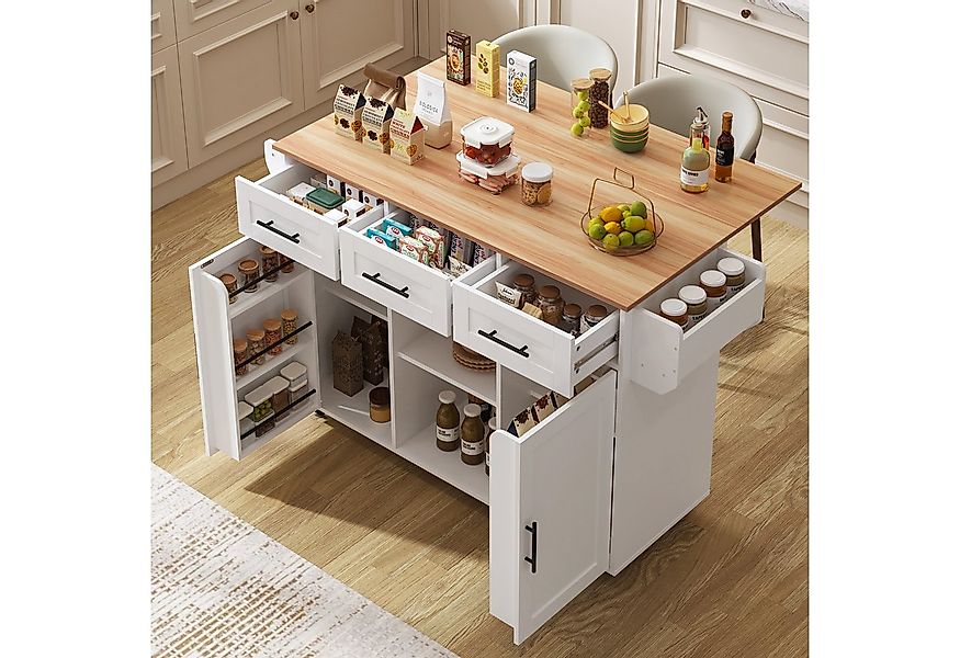 i@home Kücheninsel großer Servierwagen/Beistellschrank, graues Massivholz-F günstig online kaufen