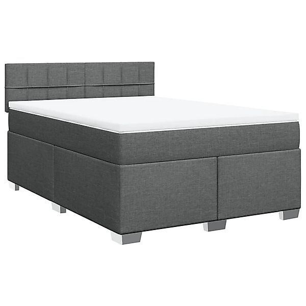 vidaXL Boxspringbett mit Matratze Dunkelgrau 140x190 cm Stoff 3285884 günstig online kaufen