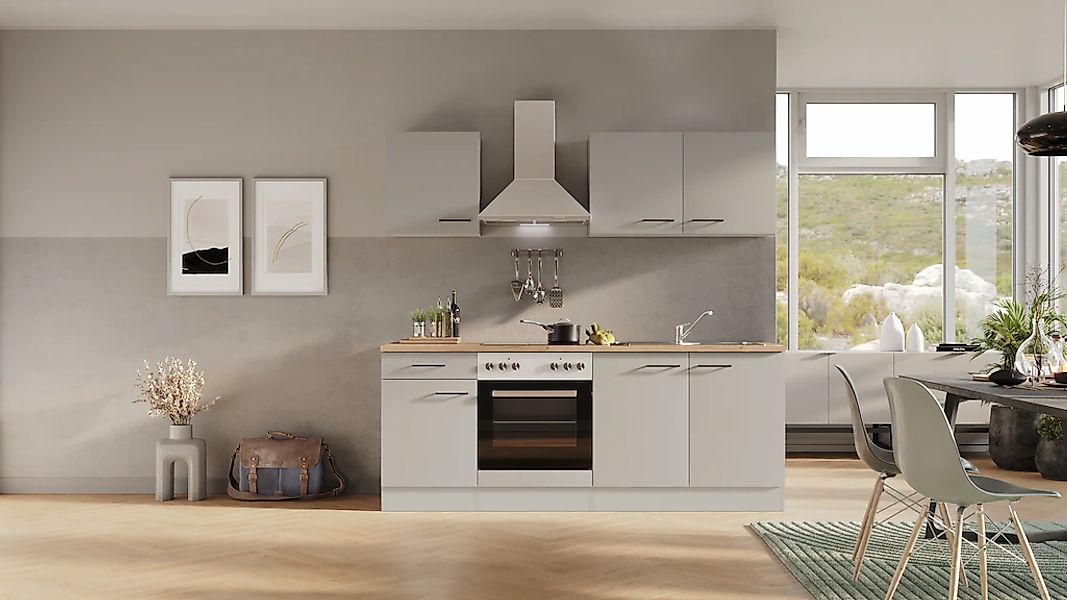 Flex-Well Küchenzeile "Lund" mit E-Geräten, Gesamtbreite 210 cm,glänzende F günstig online kaufen