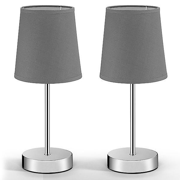 monzana Tischleuchte, Tischlampe, 2er Set 32 cm Stoffschirm E14 Chrom Metal günstig online kaufen