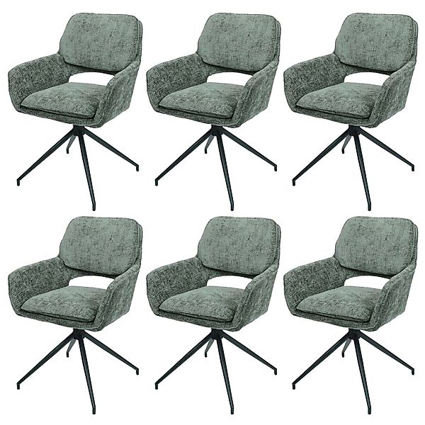 MCW Esszimmerstuhl N74 6er-Set Stoff Chenille 490g/m² Grün günstig online kaufen