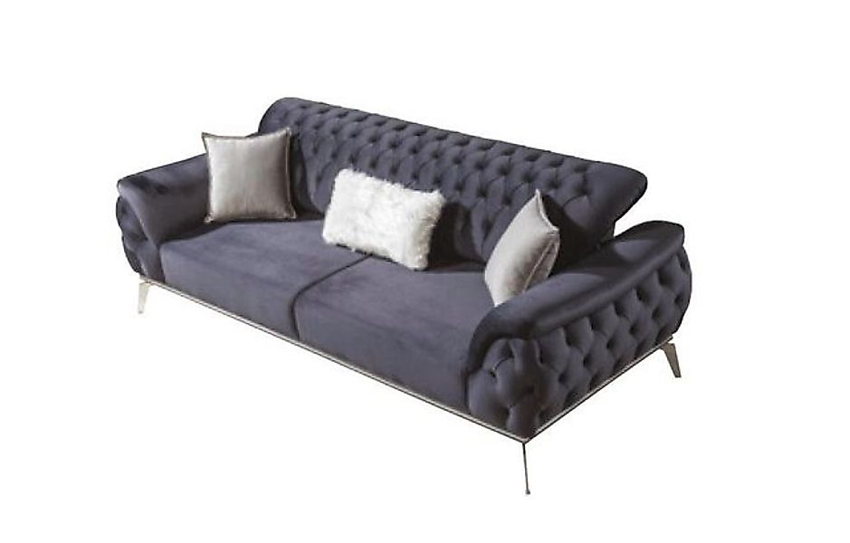 JVmoebel Sofa Grauer Chesterfield Dreisitzer 3-Sitzer Sofa Luxus Polster Co günstig online kaufen