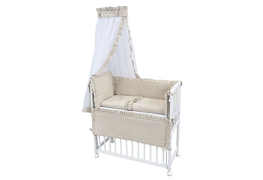 Baby-Delux Beistellbett Babybett Royal Beige Rüsche, Stillbett 90x40 weiß h günstig online kaufen