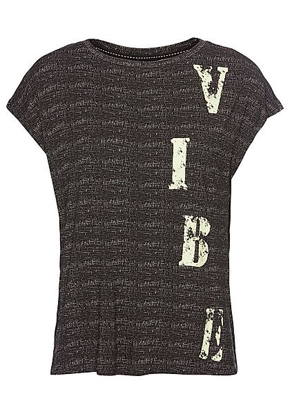 Laura Scott T-Shirt in besonderer Melange-Optik mit Schriftzug günstig online kaufen