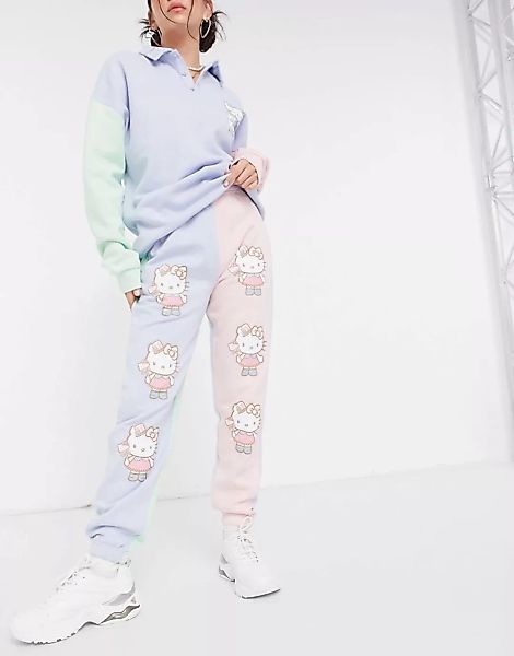 New Girl Order x Hello Kitty – Locker geschnittene Jogginghose in Blockfarb günstig online kaufen