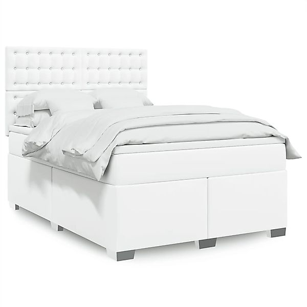 vidaXL Boxspringbett mit Matratze Weiß 140x200 cm Kunstleder 3293025 günstig online kaufen