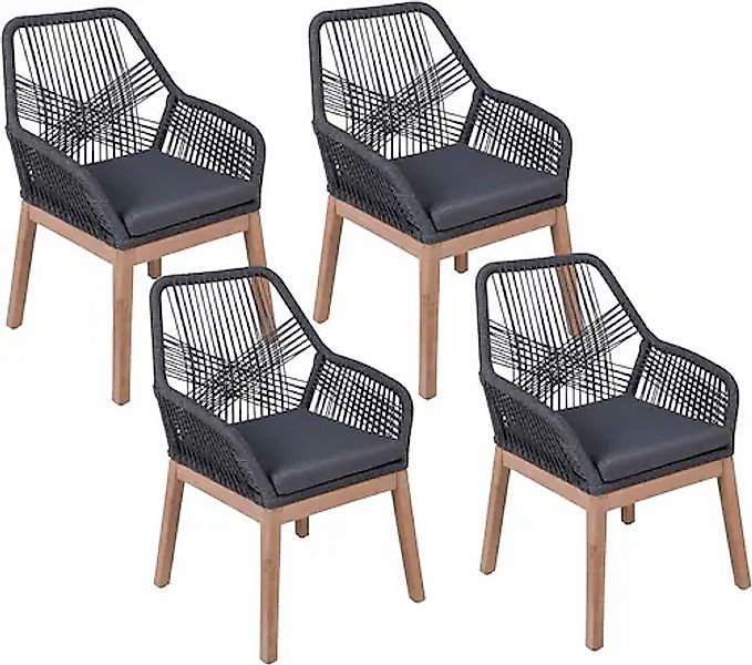 Garden Pleasure Armlehnstuhl "POMONA, grau, 4er Set", (Set), 4 St., grau günstig online kaufen