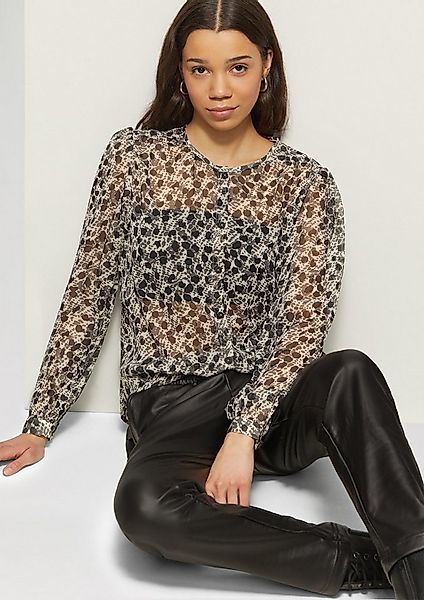 QS Langarmbluse Bluse Leicht transparente Chiffonbluse mit All-over-Print günstig online kaufen