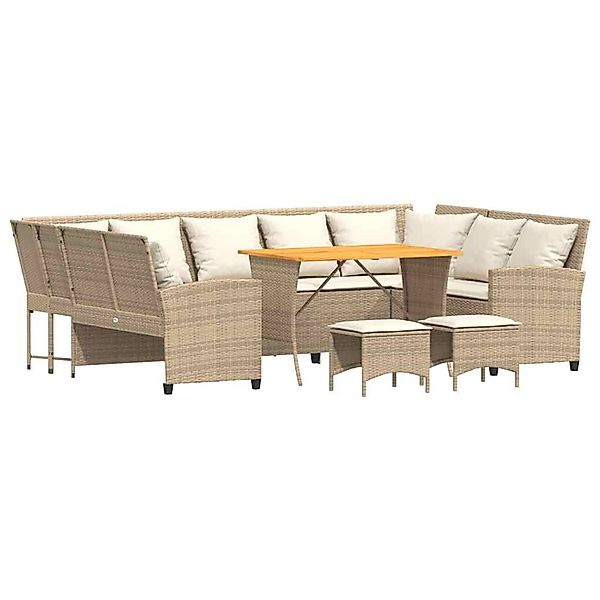 vidaXL 4-Tlg Garten-Sofagarnitur mit Kissen Beige Poly Rattan 3365340 günstig online kaufen