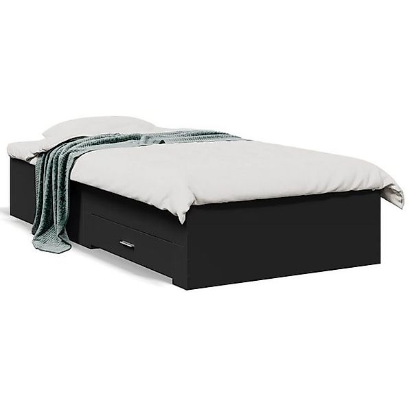 vidaXL Bettgestell, Bettrahmen mit Schubladen Schwarz 90x200 cm Holzwerksto günstig online kaufen