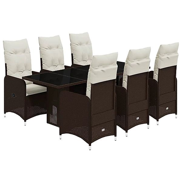 vidaXL 7-Tlg Garten-Bistro-Set mit Kissen Braun Poly Rattan 3277072 günstig online kaufen
