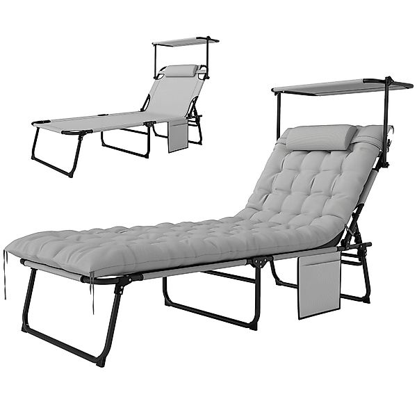 Outsunny Gartenliege mit Dach Matratze, 4-Fach günstig online kaufen